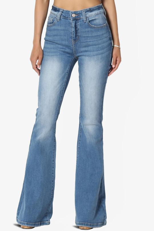 Pastry Washed High Rise Flared Jeans in Medium