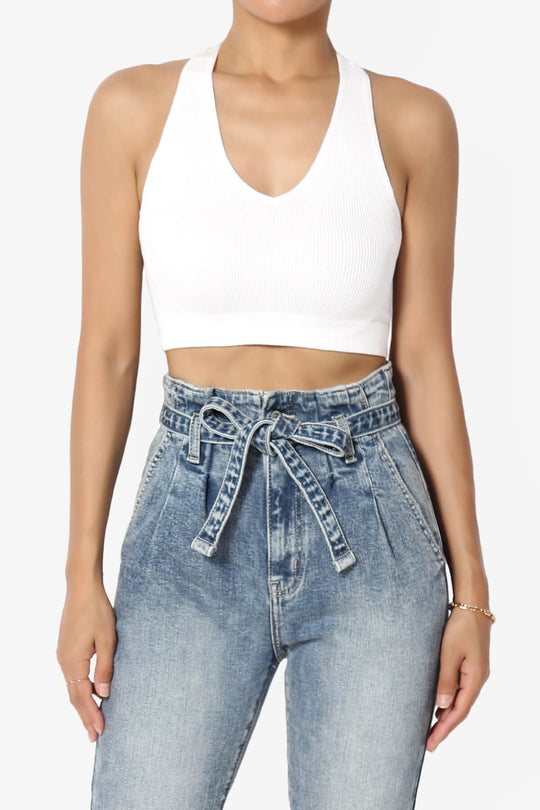 Daliyah Ribbed Seamless Halter Bra Top PLUS