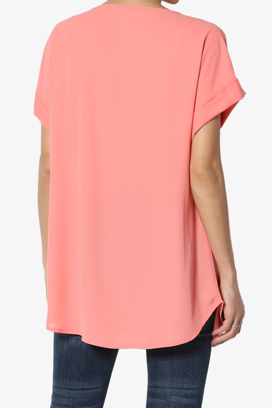 Juliette Boat Neck Chiffon Top CORAL_2