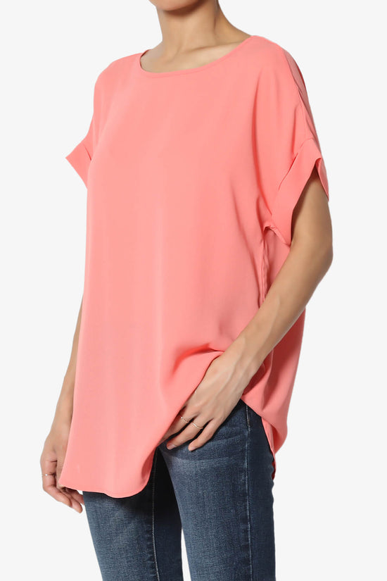 Juliette Boat Neck Chiffon Top CORAL_3