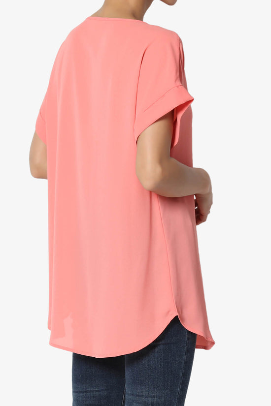 Juliette Boat Neck Chiffon Top CORAL_4