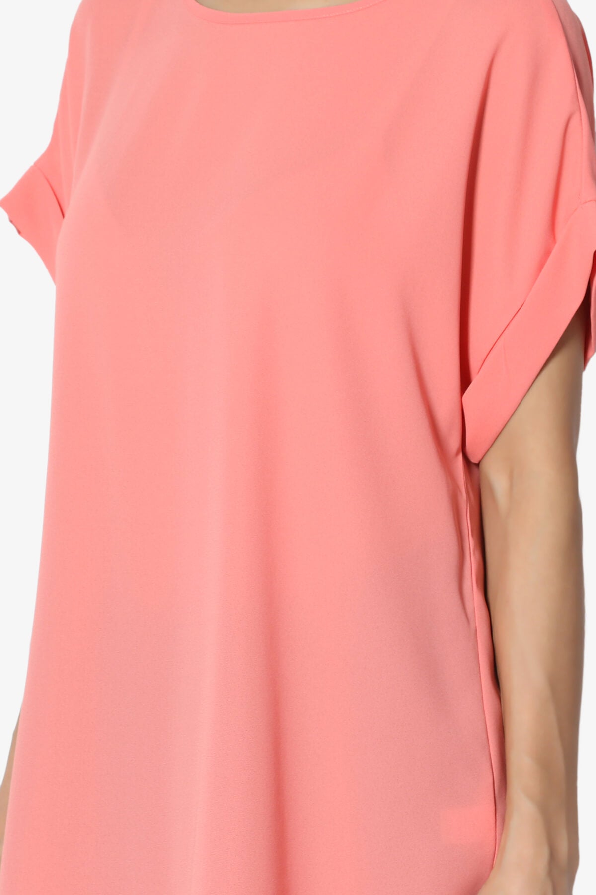 Juliette Boat Neck Chiffon Top CORAL_5