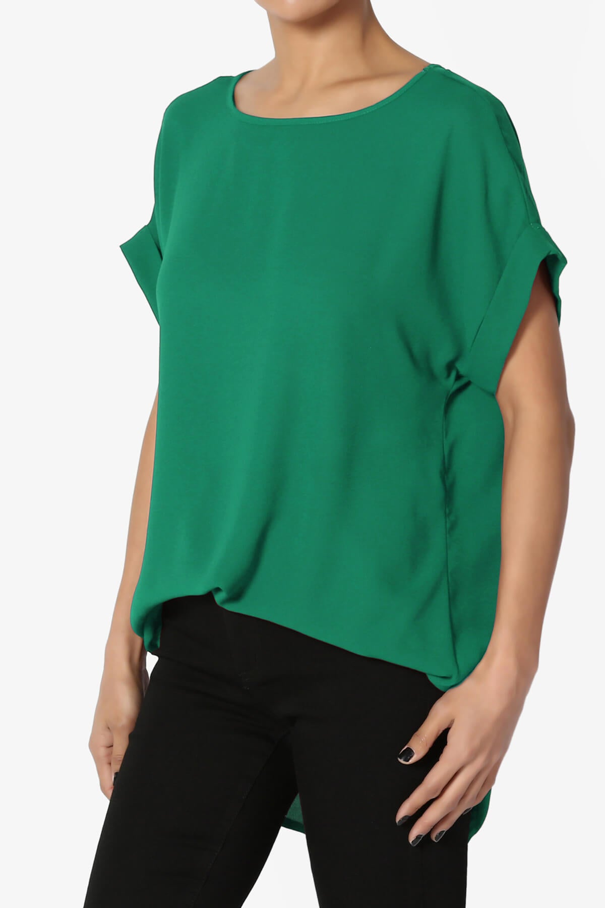 Juliette Boat Neck Chiffon Top FOREST GREEN_3