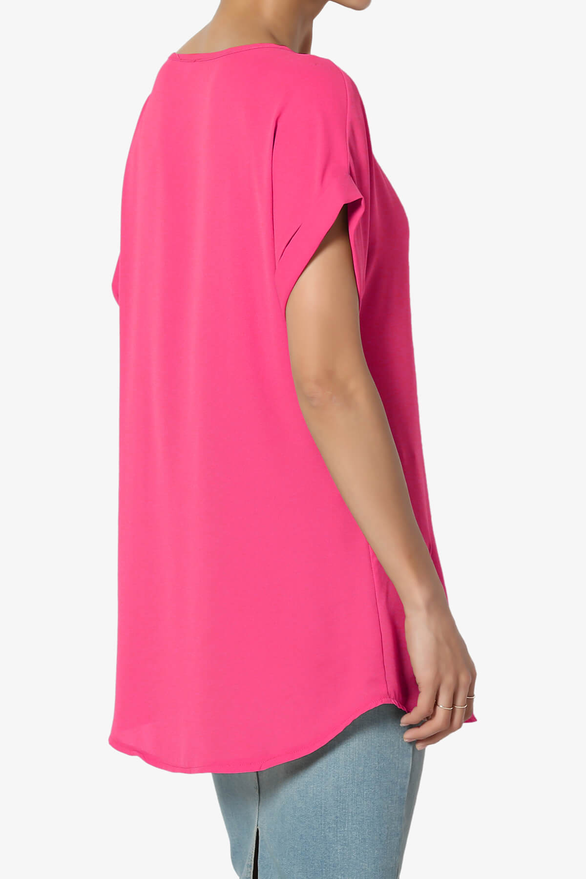 Juliette Boat Neck Chiffon Top HOT PINK_4