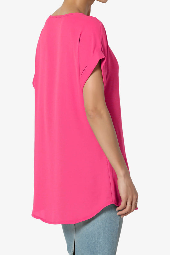 Juliette Boat Neck Chiffon Top HOT PINK_4