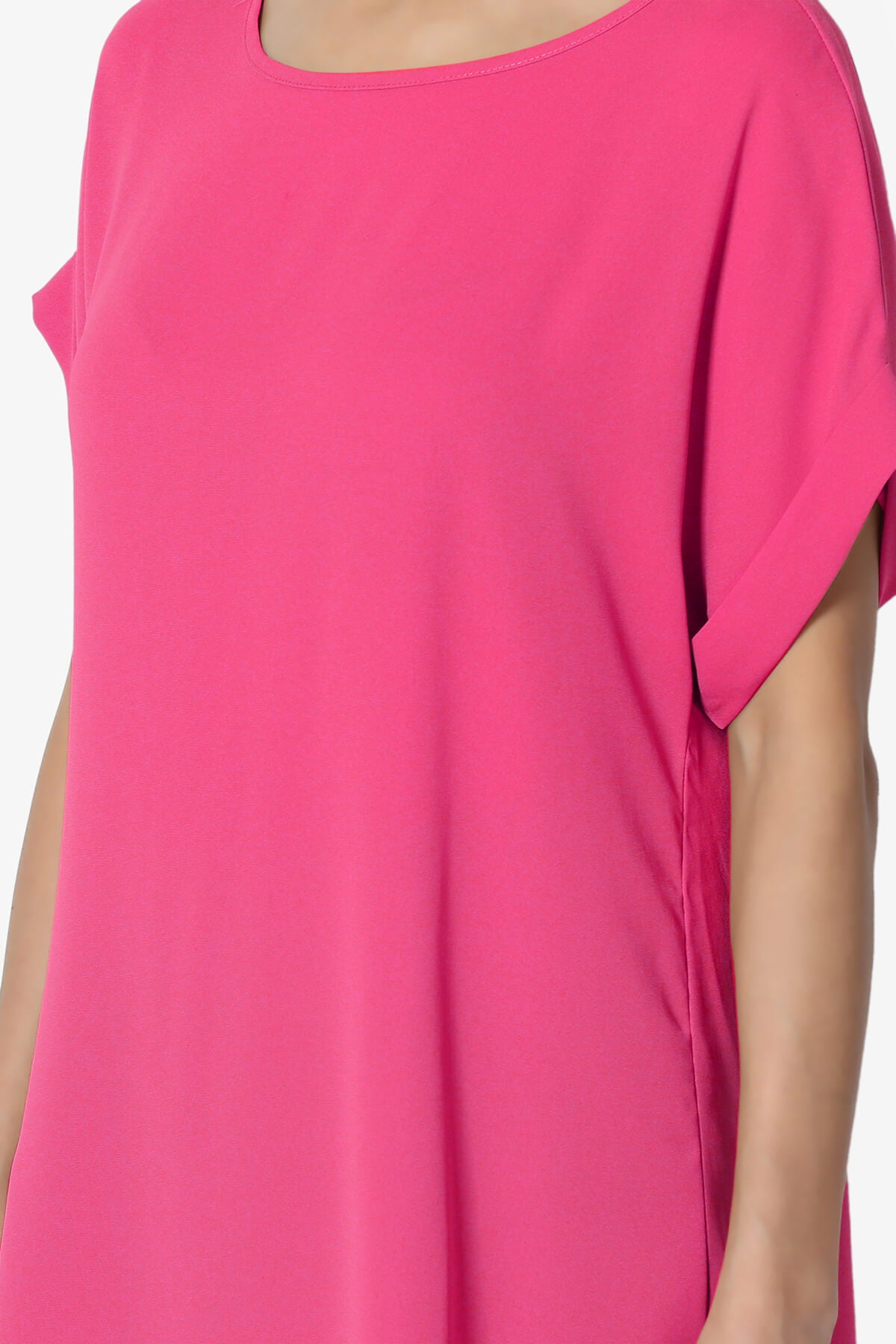 Juliette Boat Neck Chiffon Top HOT PINK_5