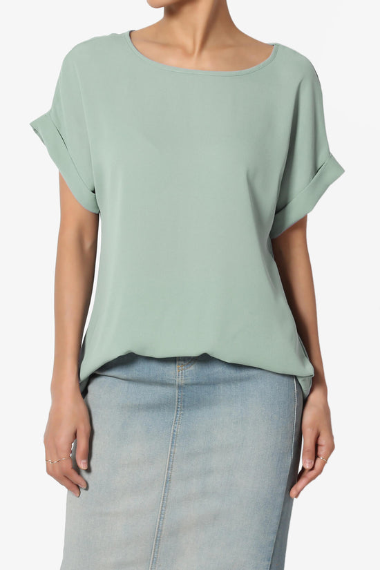 Juliette Boat Neck Chiffon Top LIGHT GREEN_1
