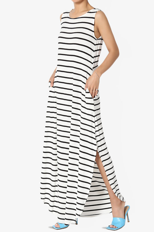 Lanie Striped Sleeveless Split Hem Maxi Dress
