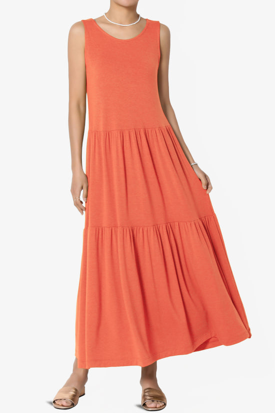 Macie Sleeveless Tiered Jersey Long Midi Dress ASH COPPER_1