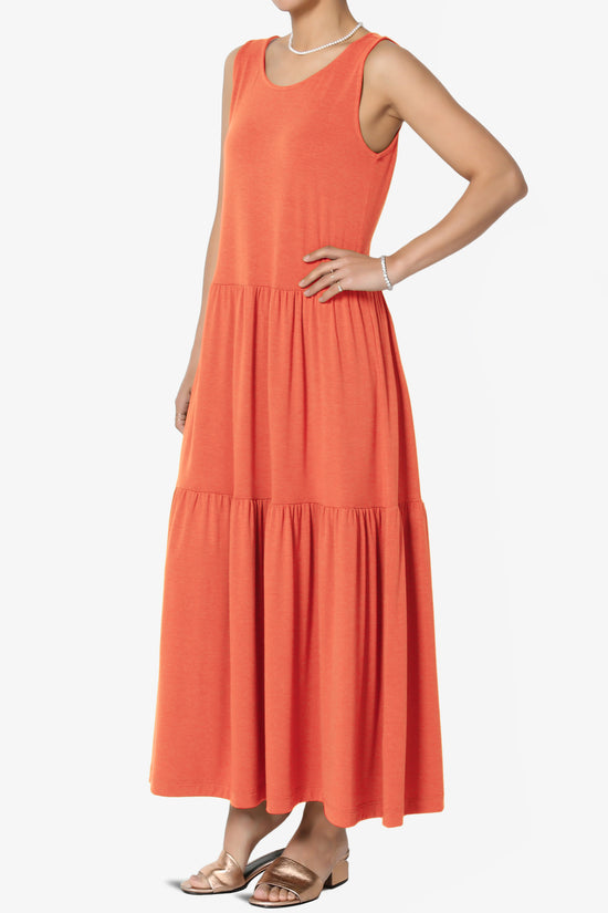 Macie Sleeveless Tiered Jersey Long Midi Dress ASH COPPER_3