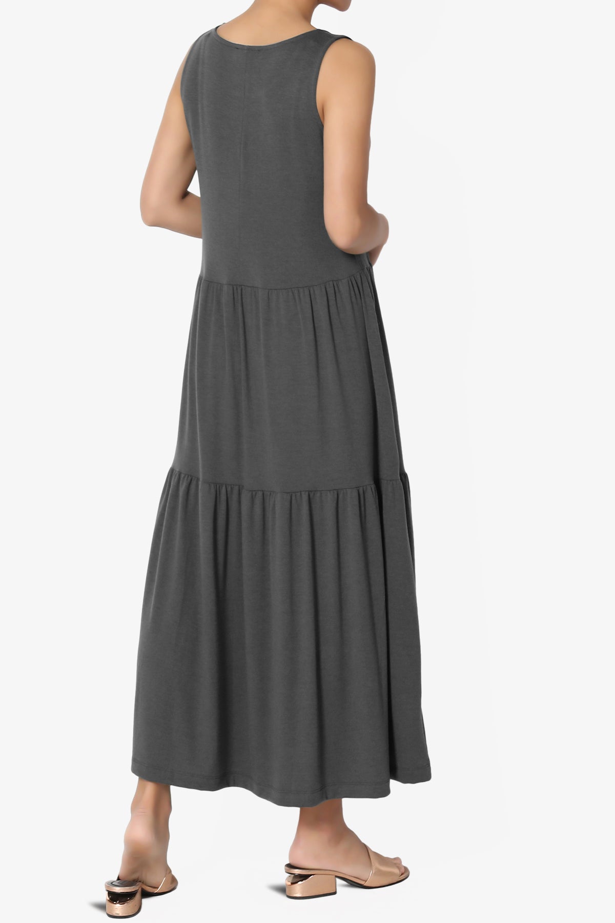 Macie Sleeveless Tiered Jersey Long Midi Dress ASH GREY_4
