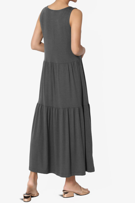 Macie Sleeveless Tiered Jersey Long Midi Dress ASH GREY_4