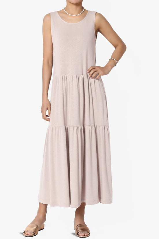 Macie Sleeveless Tiered Jersey Long Midi Dress DUSTY BLUSH_1