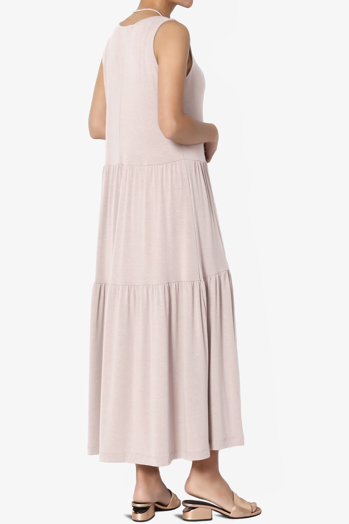 Macie Sleeveless Tiered Jersey Long Midi Dress DUSTY BLUSH_4