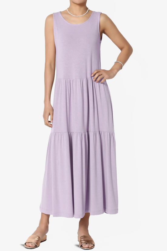 Macie Sleeveless Tiered Jersey Long Midi Dress DUSTY LAVENDER_1