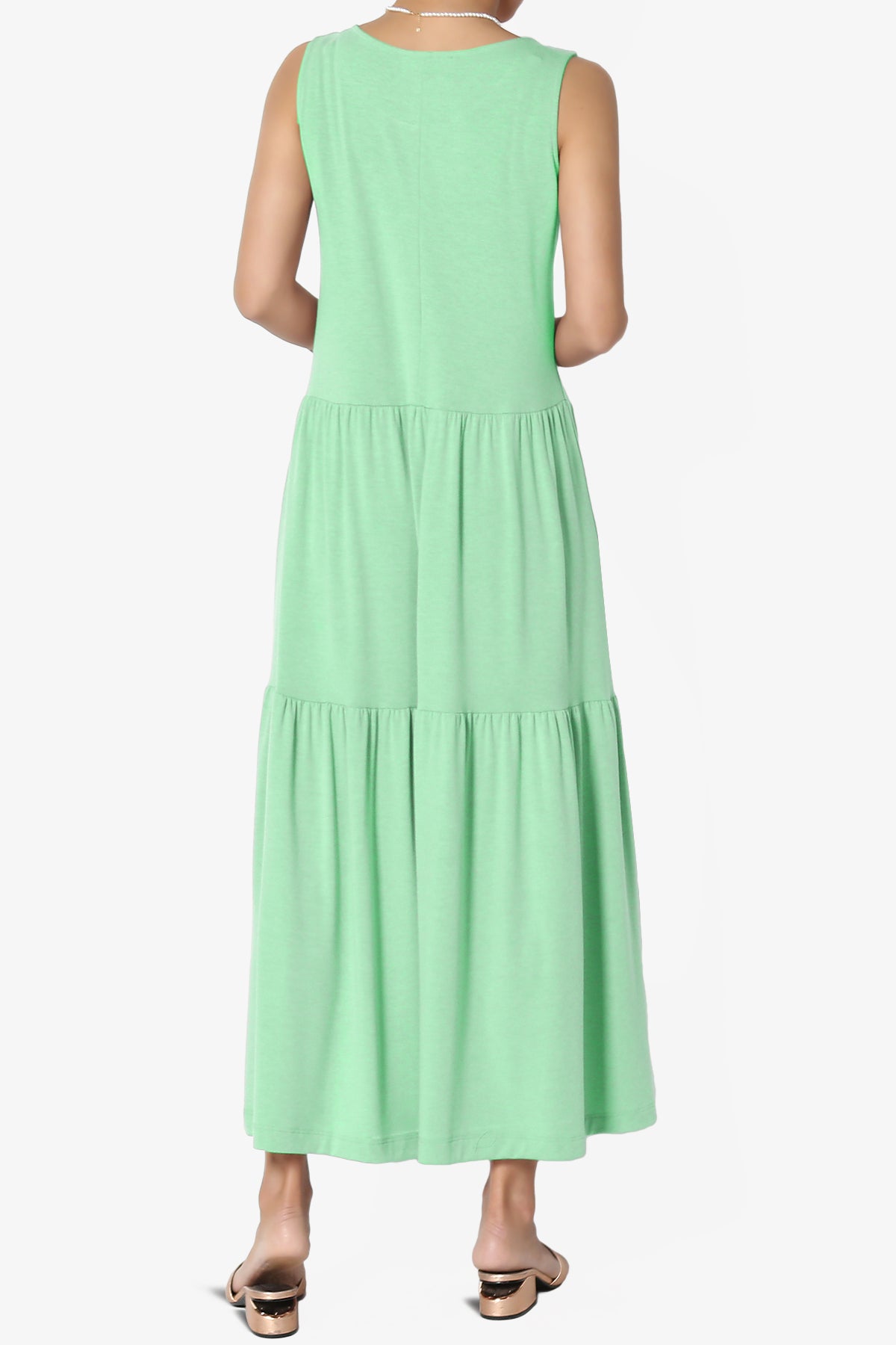 Macie Sleeveless Tiered Jersey Long Midi Dress GREEN MINT_2