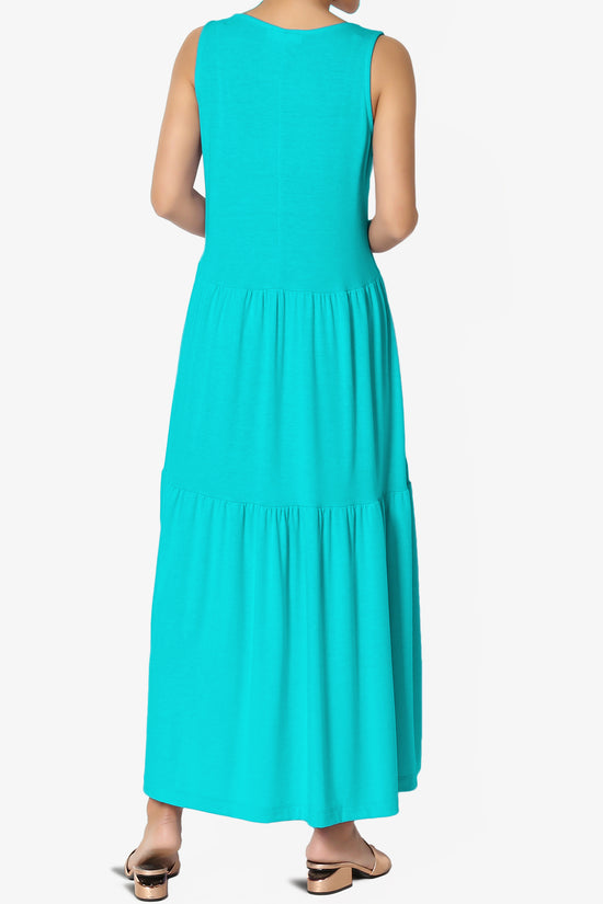 Macie Sleeveless Tiered Jersey Long Midi Dress ICE BLUE_2