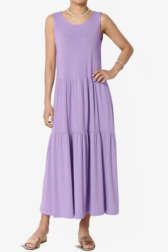 Macie Sleeveless Tiered Jersey Long Midi Dress LAVENDER_1