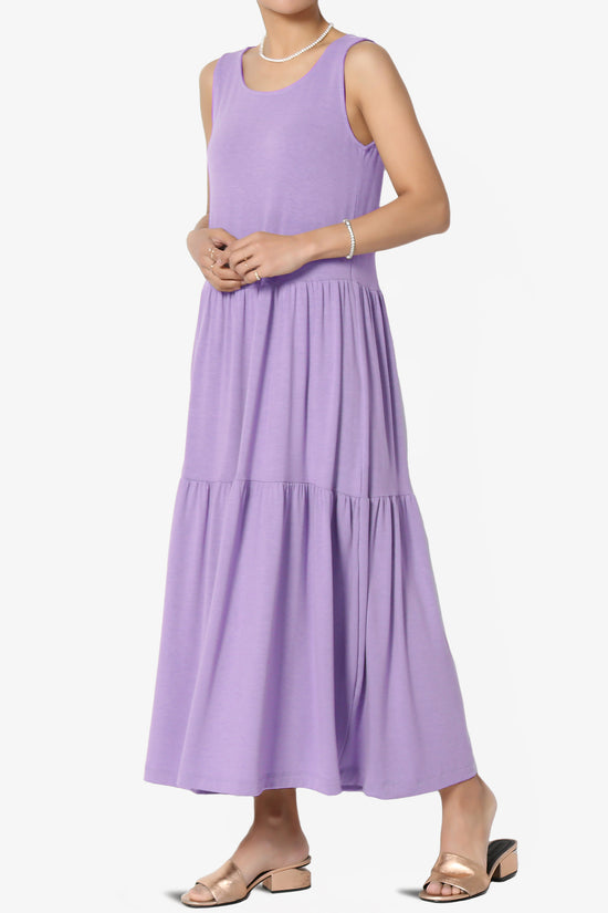 Macie Sleeveless Tiered Jersey Long Midi Dress LAVENDER_3