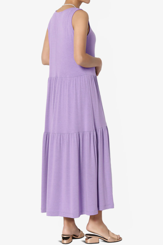 Macie Sleeveless Tiered Jersey Long Midi Dress LAVENDER_4