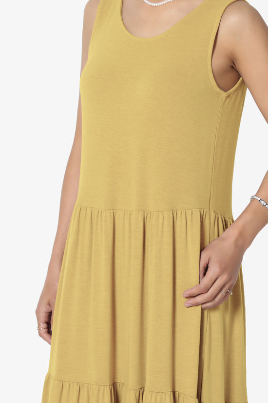 Macie Sleeveless Tiered Jersey Long Midi Dress LIGHT MUSTARD_5
