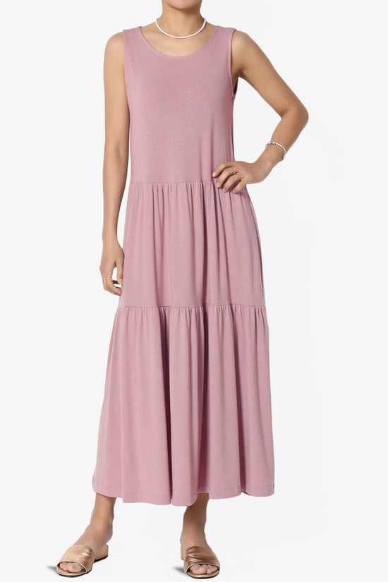 Macie Sleeveless Tiered Jersey Long Midi Dress LIGHT ROSE_1