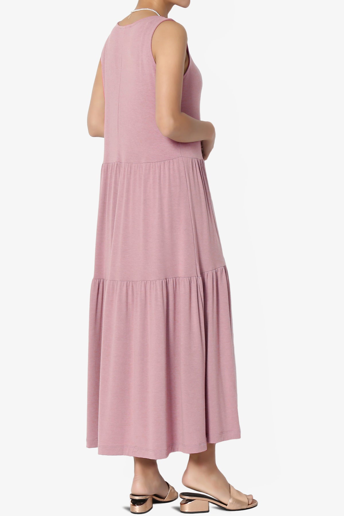 Macie Sleeveless Tiered Jersey Long Midi Dress LIGHT ROSE_4