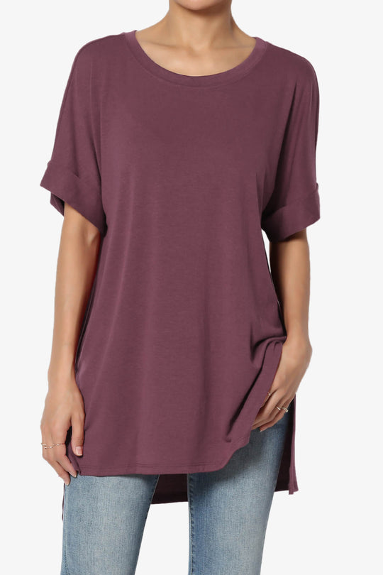Onella Round Neck Rolled Short Sleeve Top PLUS