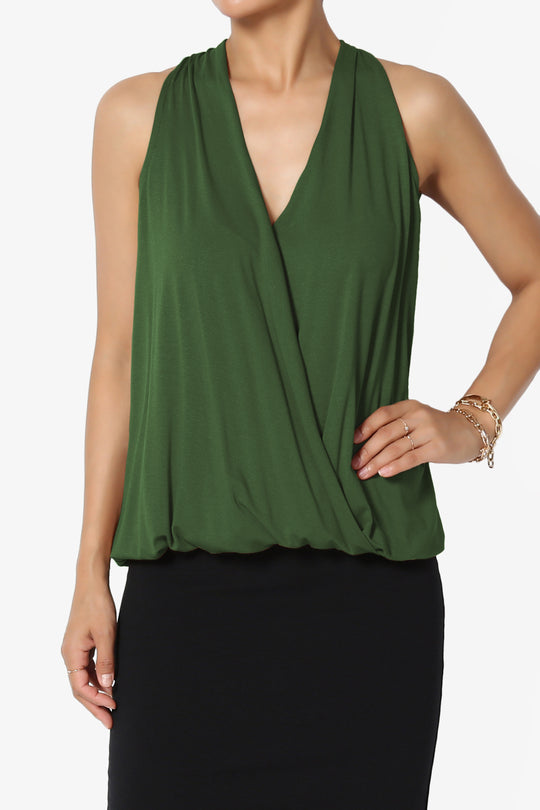 Tackle Halter Wrap Crepe Knit Top