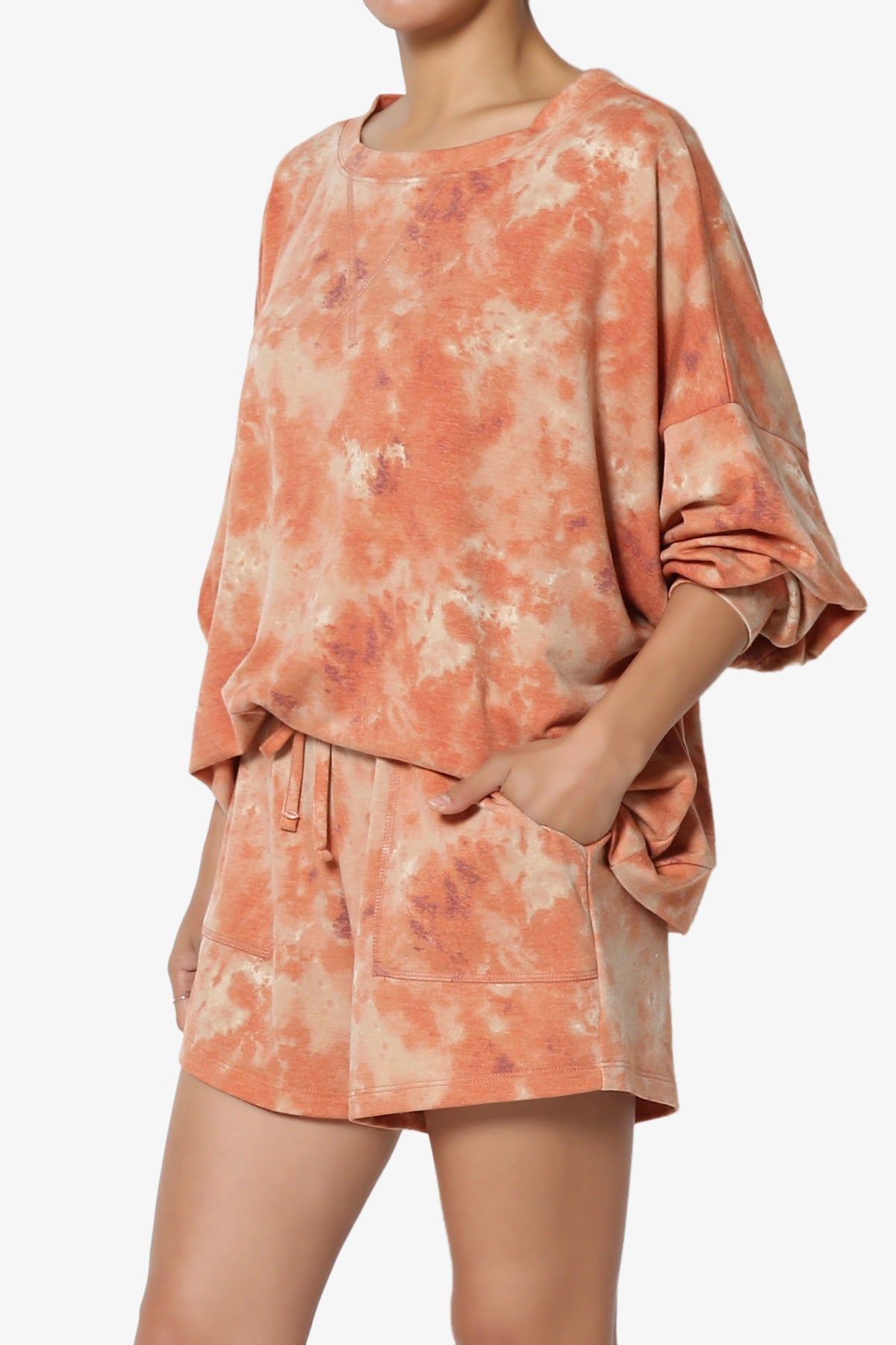 Bettyy Tie Dye French Terry Top & Shorts Set RUST_3