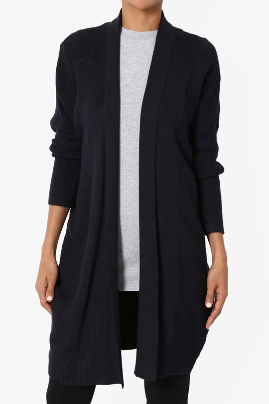 Aviv Ribbed Dolman Sleeve Open Cardigan