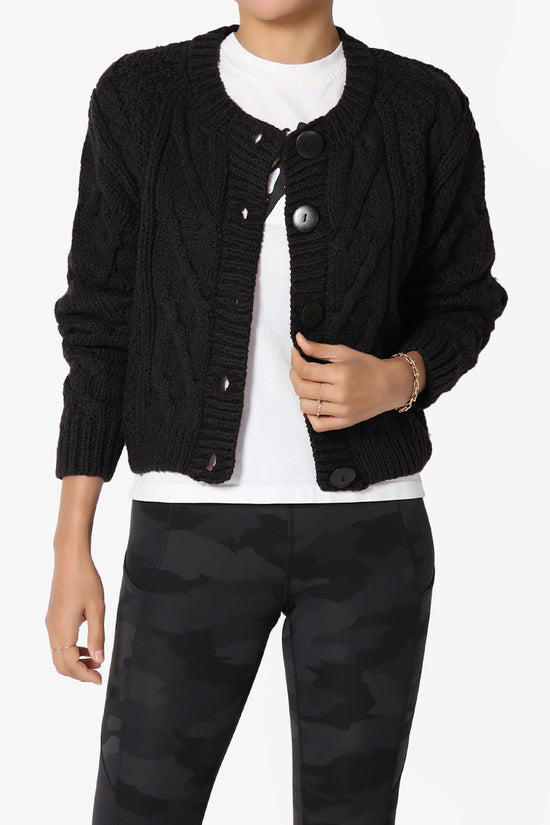 Spain Cropped Cable Knit Sweater Cardigan