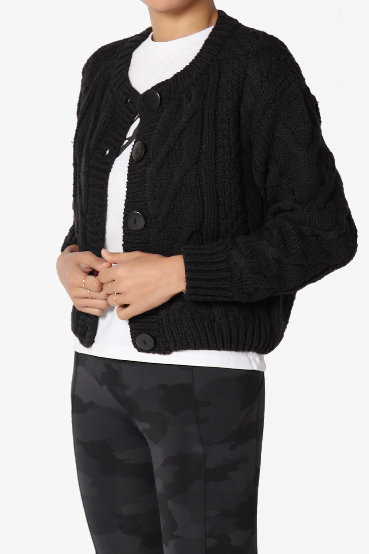 Spain Cropped Cable Knit Sweater Cardigan