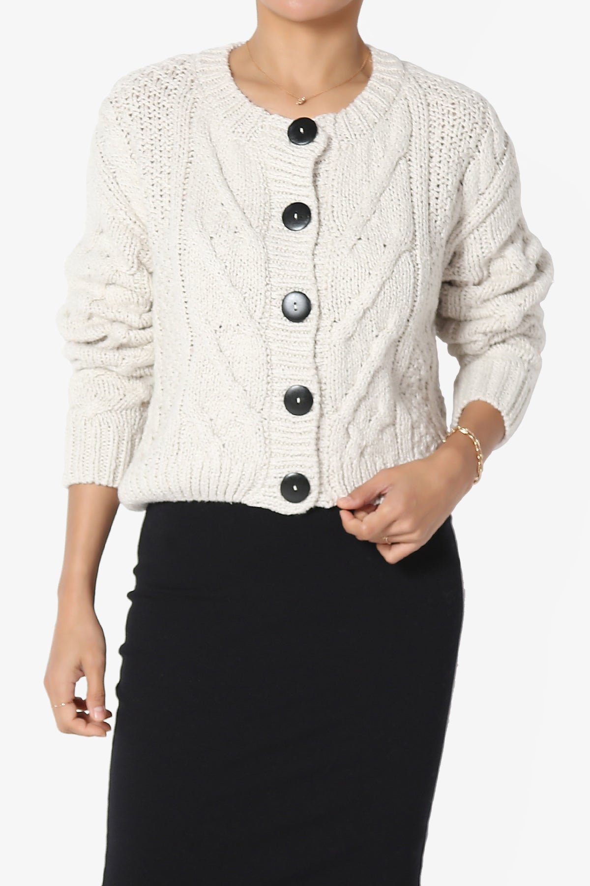 Spain Cropped Cable Knit Sweater Cardigan