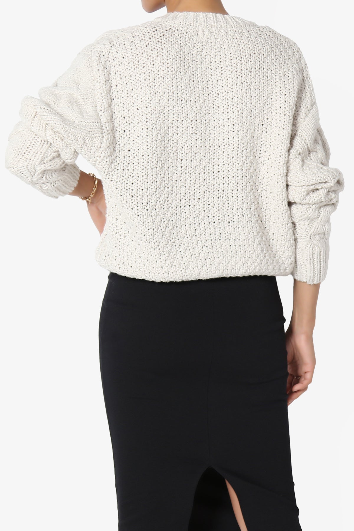 Spain Cropped Cable Knit Sweater Cardigan