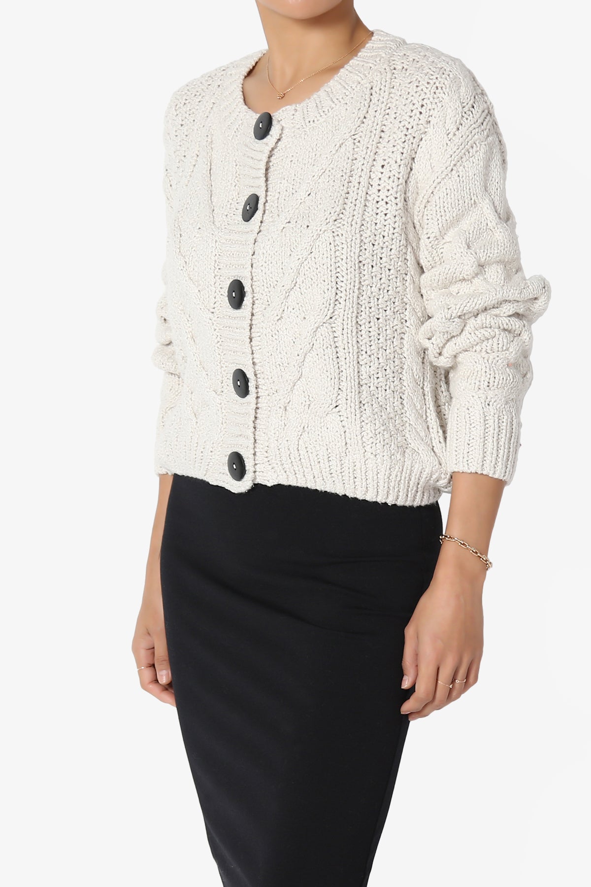 Spain Cropped Cable Knit Sweater Cardigan