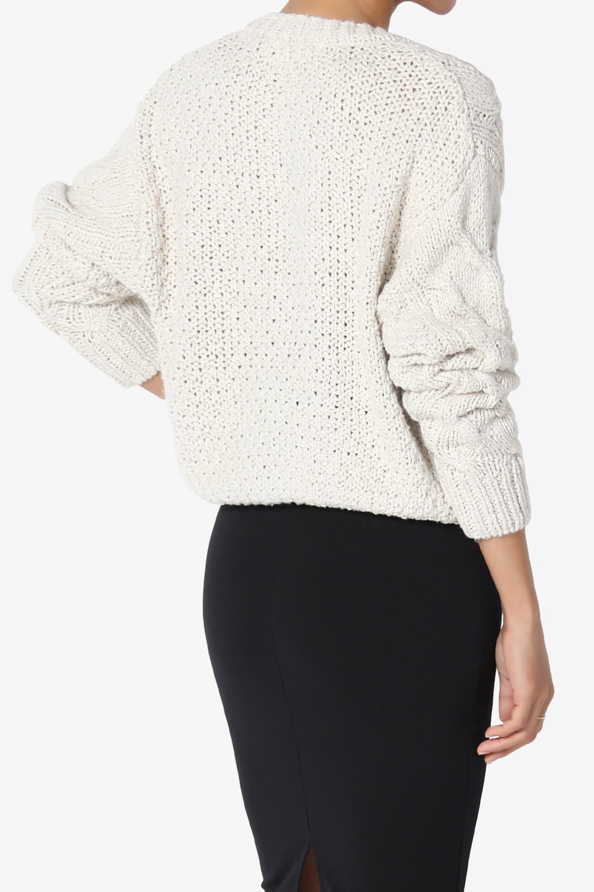 Spain Cropped Cable Knit Sweater Cardigan