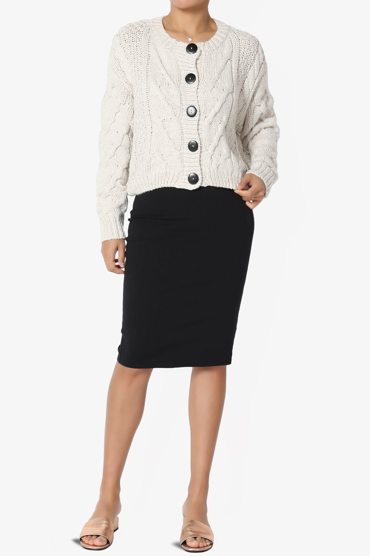 Spain Cropped Cable Knit Sweater Cardigan