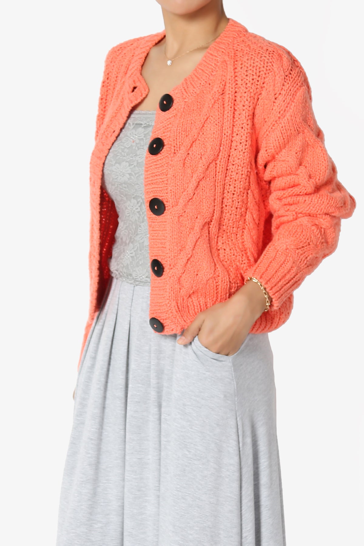 Spain Cropped Cable Knit Sweater Cardigan