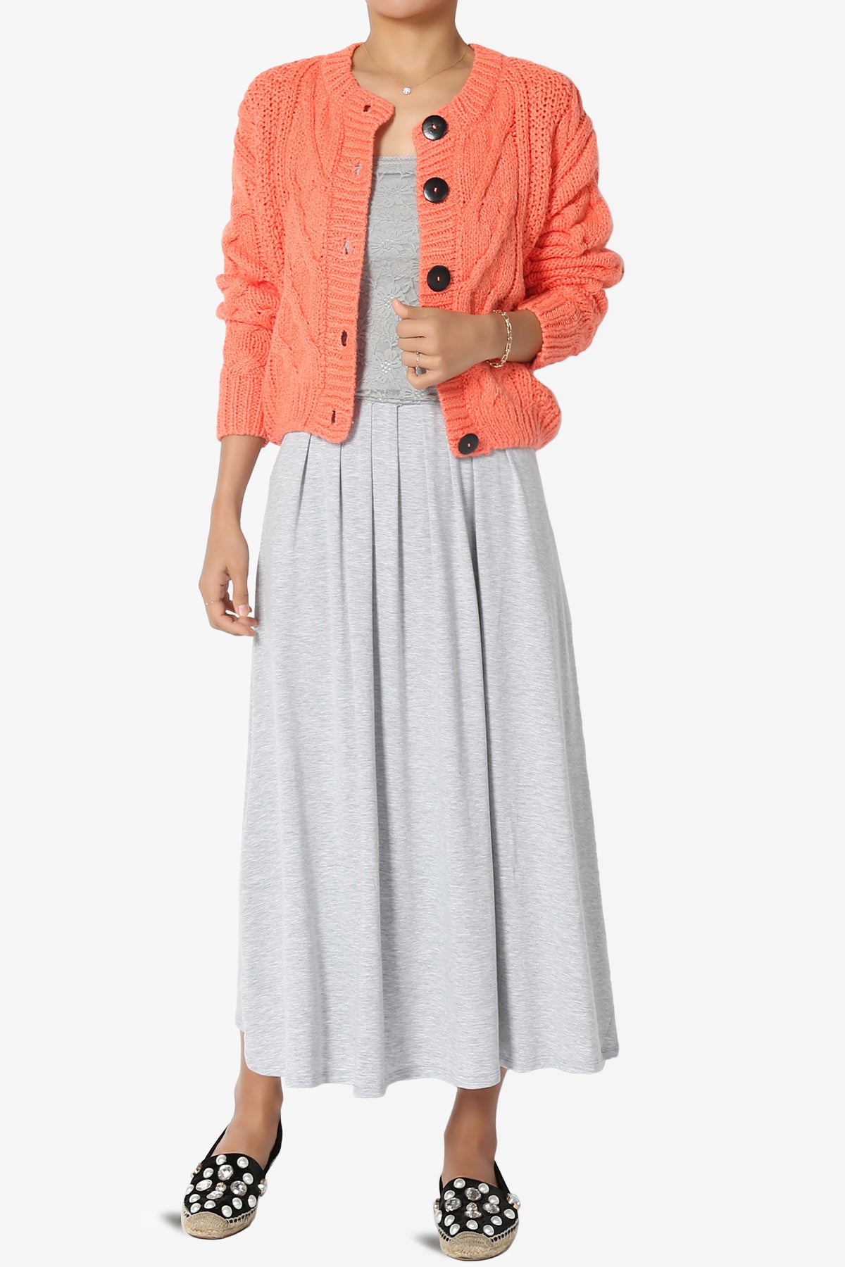 Spain Cropped Cable Knit Sweater Cardigan