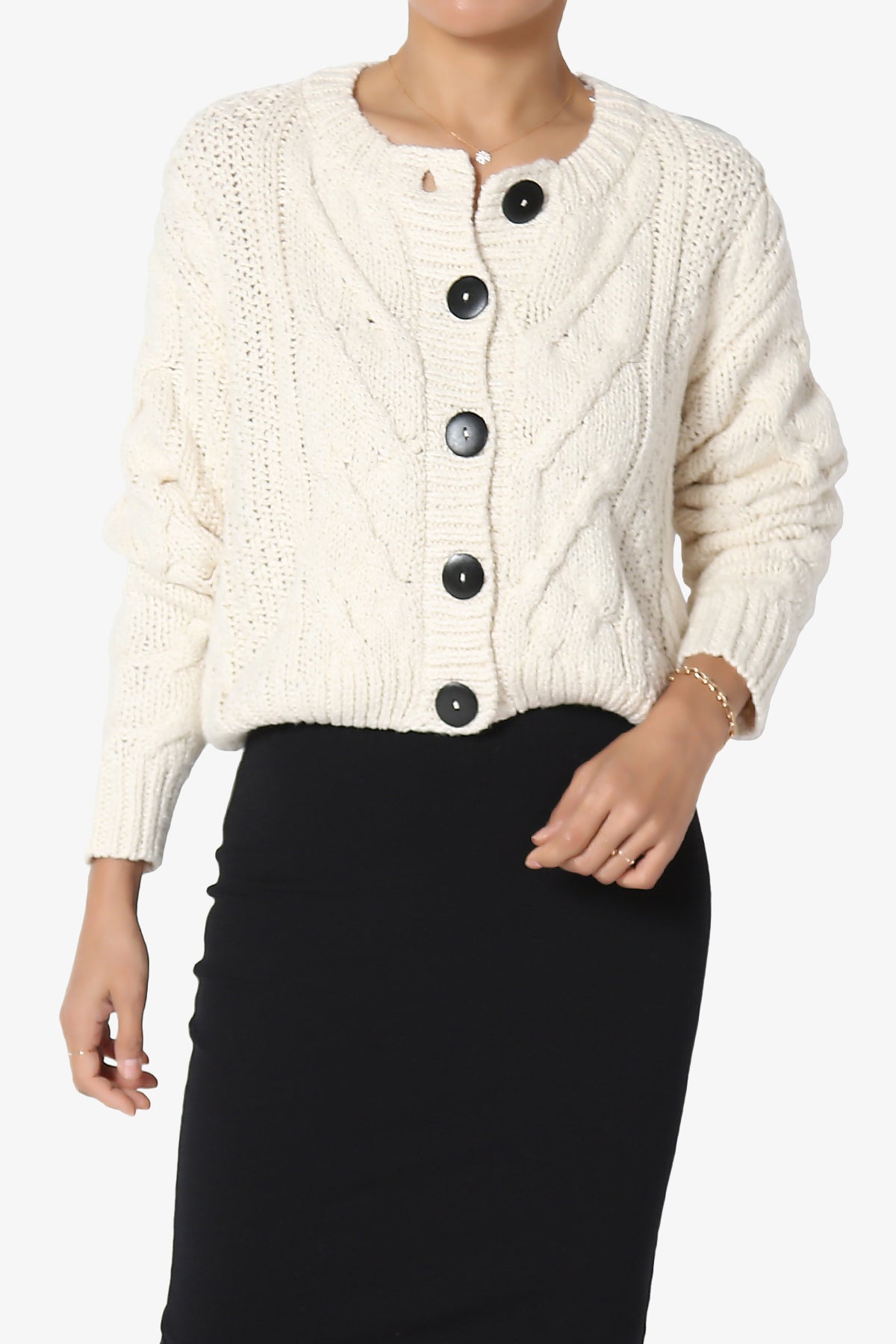Spain Cropped Cable Knit Sweater Cardigan