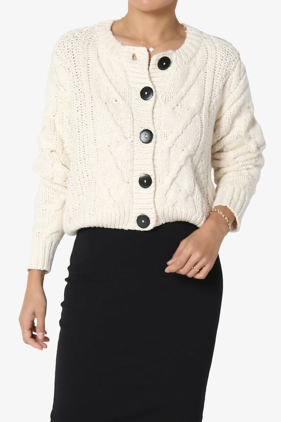 Spain Cropped Cable Knit Sweater Cardigan