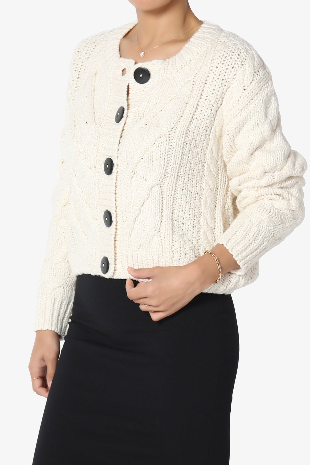 Spain Cropped Cable Knit Sweater Cardigan