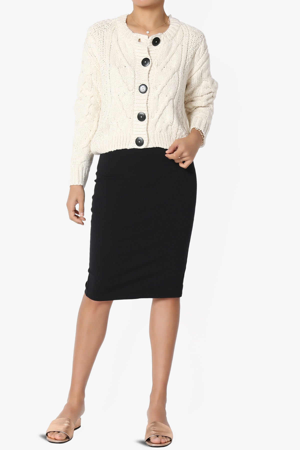 Spain Cropped Cable Knit Sweater Cardigan