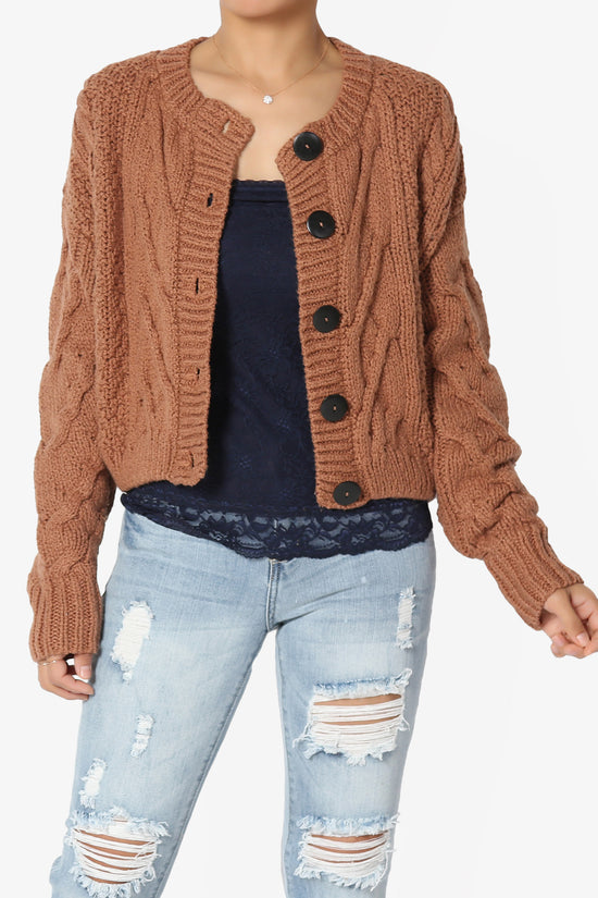 Spain Cropped Cable Knit Sweater Cardigan