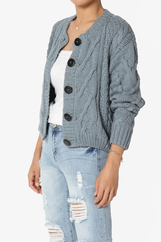 Spain Cropped Cable Knit Sweater Cardigan