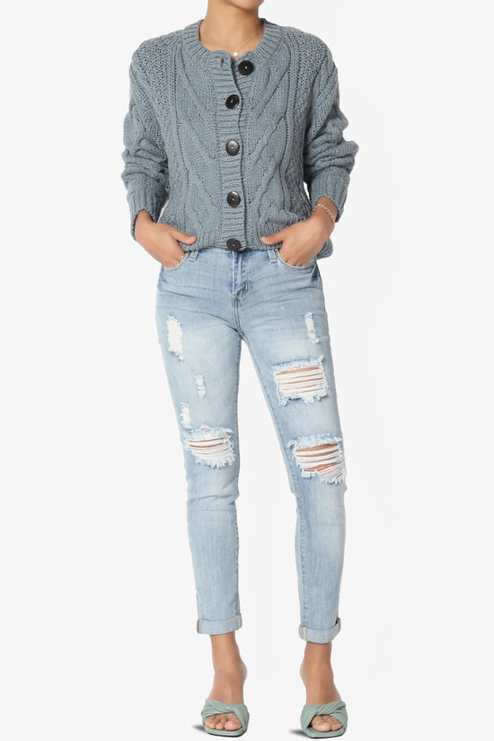 Spain Cropped Cable Knit Sweater Cardigan