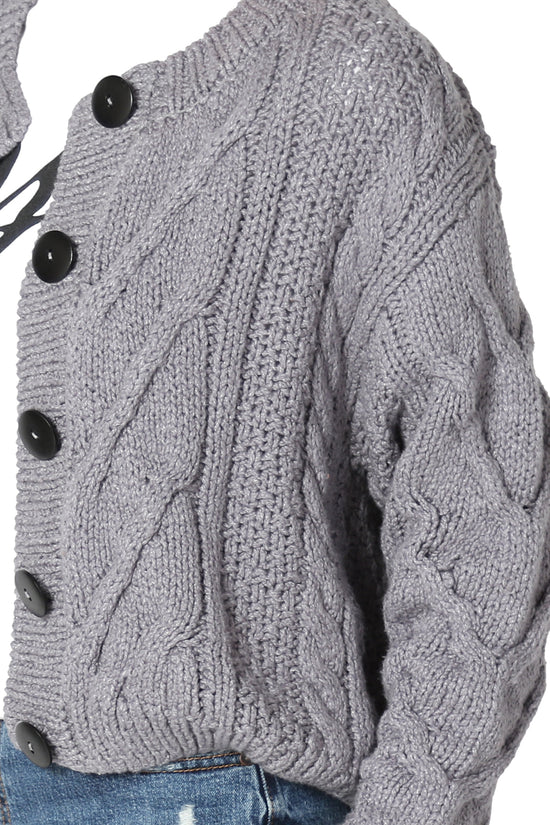 Spain Cropped Cable Knit Sweater Cardigan
