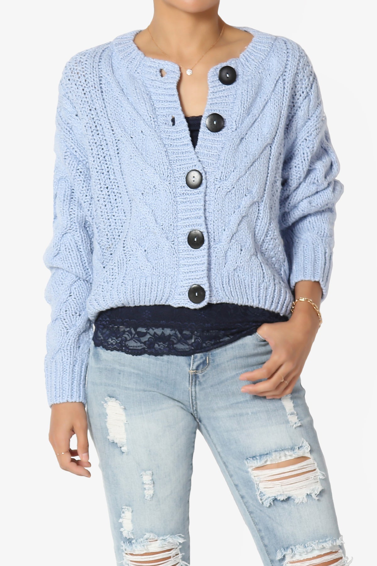 Spain Cropped Cable Knit Sweater Cardigan
