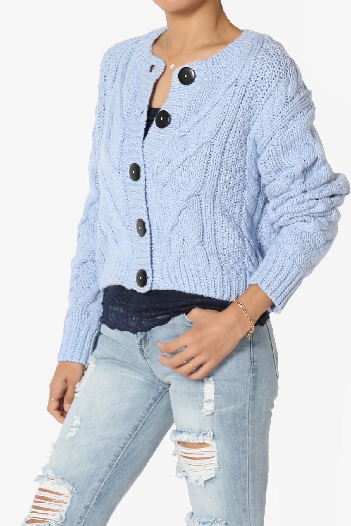 Spain Cropped Cable Knit Sweater Cardigan